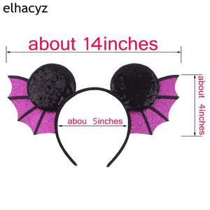 طوق رأس كبير على شكل شخصية كرتونية للاحتفال بعيد الهالوين، اكسسوارات شعر، أجنحة خفاش، أذن فأر، رباط رأس للنساء - Product Image 4