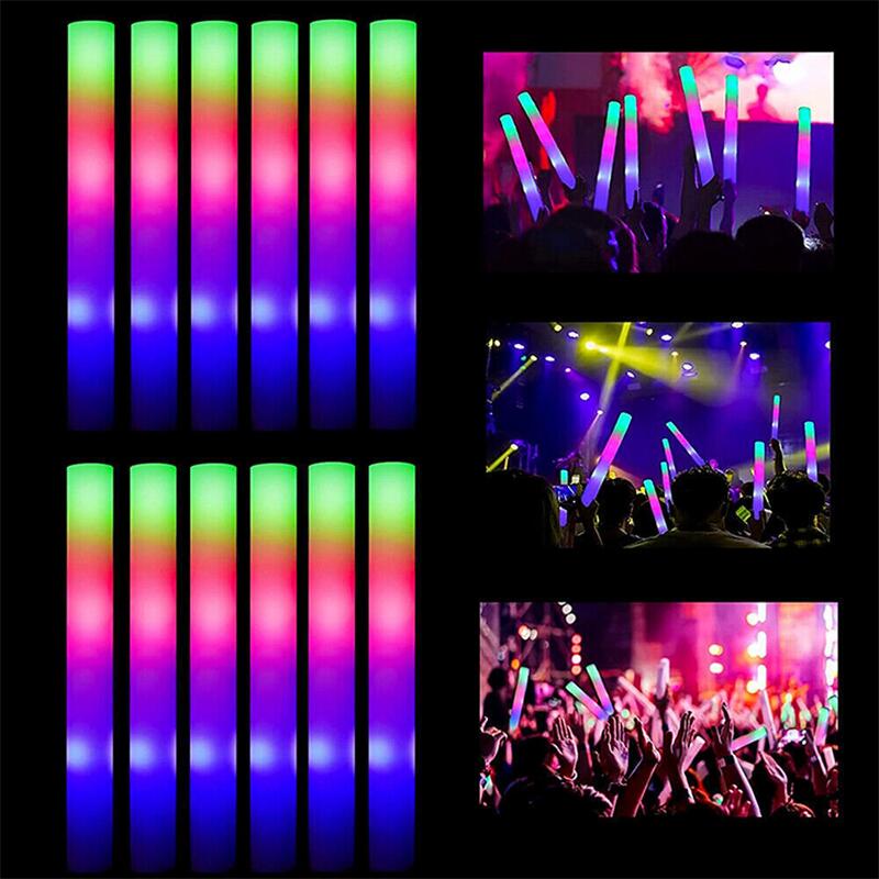 2 Bastoncini Luminosi LED In Schiuma Con Fibra Ottica, 25 Cm, 15 Colori, Ricaricabili Con Batterie (non Incluse) - 5