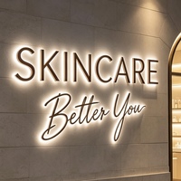 Papan Nama LED Backlit Luar Ruangan Kustom, Logo Bisnis, Papan Logam untuk Dekorasi Dinding Barber Shop, Salon Kecantikan, dan Perusahaan