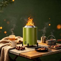 Brasero de table extérieur sans fumée en acier inoxydable thermolaqué, léger et portable, pour brûler du bois dans la cour