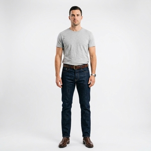 Jeans de Mezclilla para Hombre, 100% Algodón, Corte Slim Fit, Pierna Recta, Lavado Oscuro, Estilo Casual, para Otoño - Product Image 3