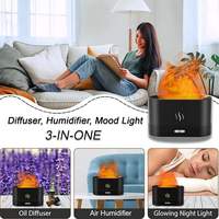 Diffuseur d'huiles essentielles à LED colorées, humidificateur ultrasonique à brume froide 180 ml, diffuseur d'arômes à effet flamme