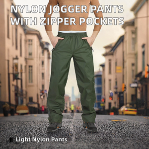 <b>Mens</b> Waterproof Rain Pants Windproof Straight Leg Outdoor Track <b>Trousers</b> <b>Elastic</b> <b>Waist</b> Cargo Pockets Hiking Travel Pants - Product Image 2