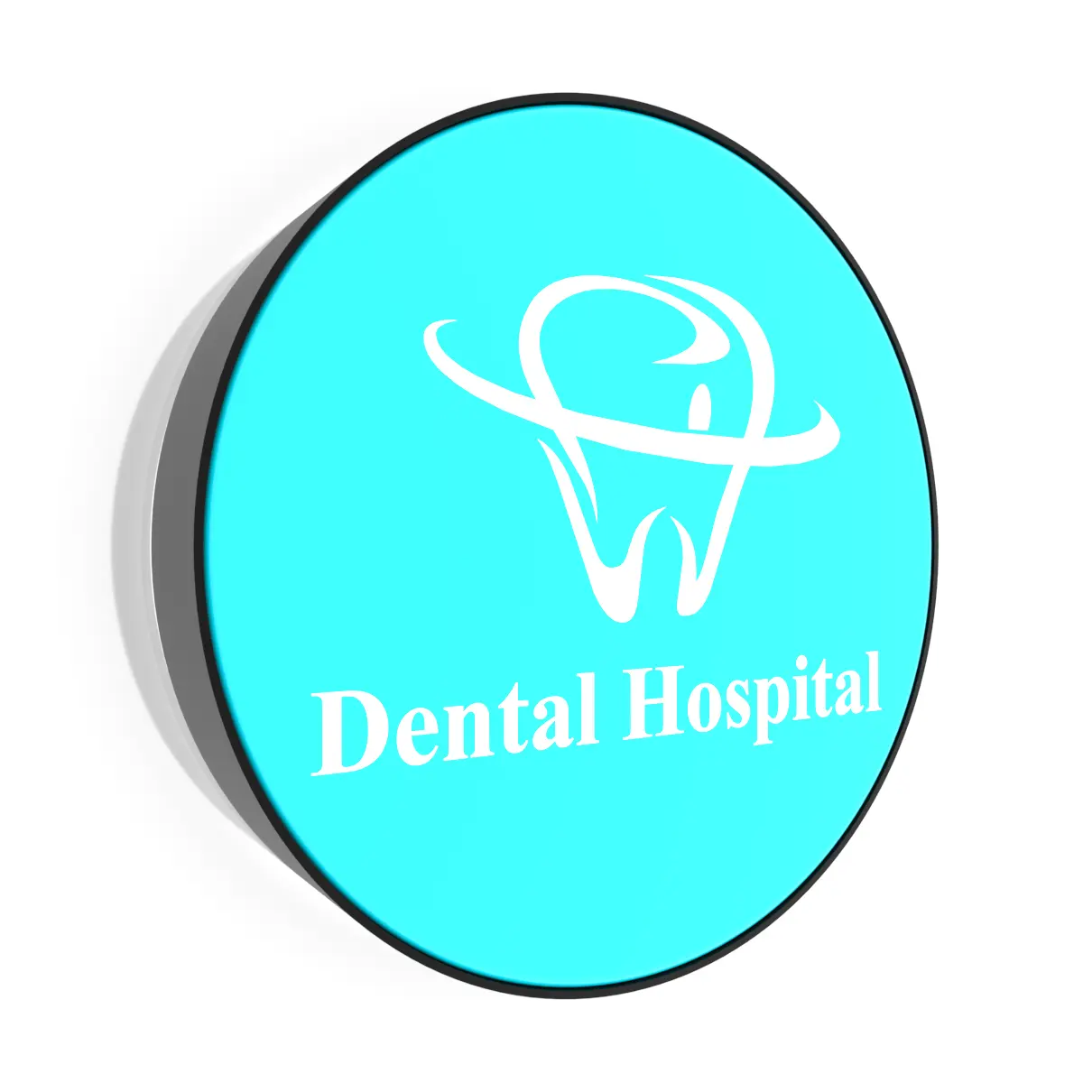 Custom Acrylic 3d Light Boxes Outdoor Storefront Lighting Box Waterproof Round Dental Hospital Advertising Sign