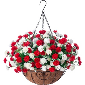 Artificial Hanging Flower Basket Silk Hanging Flower Colorful Daisy with Coconut Lining Basket for Courtyard Spring <strong>Summer</strong> <strong>Decor</strong> - Product Image 1