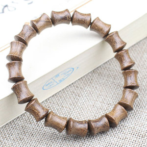 Golden Sandalwood <b>Bracelet</b> 10*12MM Bamboo Joint Style Unisex <b>Couple</b> Jewelry Ethnical Design Polished Tree Material - Product Image 4