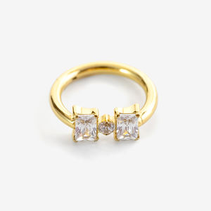 Nuovo Anello Delicato con Fiocco in Titanio Placcato Oro 18k, Ipoallergenico, con Opale Colorato, Gioiello per Piercing - Product Image 2