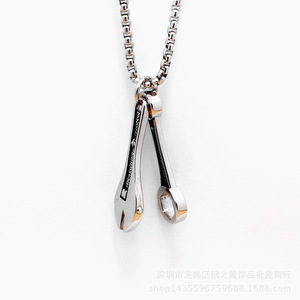 yunnique Stainless Steel Wrench Pendant Necklace For Men And Women Fashion Jewelry <b>Titanium</b> Steel Keychain Accessory - Product Image 3