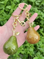 Pendentif en résine en forme de fruits (grande pomme, poire, cerise) pour sac, mignon et tendance, breloque porte-clés scintillante pour femme, vente en gros
