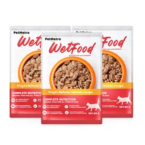 Fábrica personalizada atacado alta proteína diferentes sabores latidos animal de estimação molhado alimento do gato