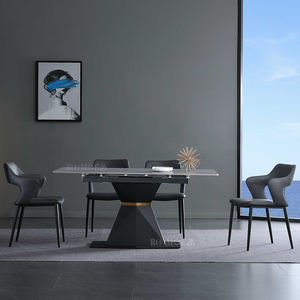 Mesa de comedor rectangular extensible, plegable, mármol negro, <span class=keywords><strong>120</strong></span>, 140 cm, con 6 sillas - Product Image 2