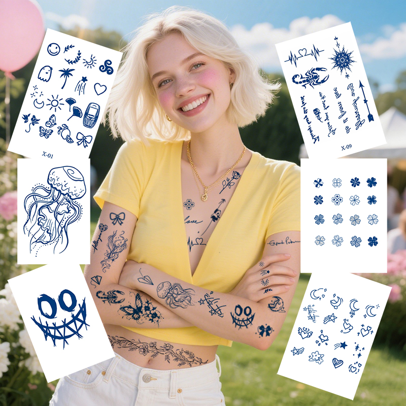 Custom & Wholesale Waterproof 100% Safe Non-toxic Long Lasting 15 Days Realistic Juice Tattoo Sticker Semi Permanent Tattoo