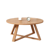 Table ronde miniature réglable au design minimaliste contemporain, en bois massif, pour salon, meubles de style moderne, style panneau
