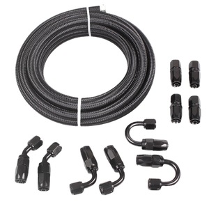 Kit de Tuyaux Tressés Noirs pour Refroidisseur d'Huile AN6 AN8 AN10 6m Universel pour Amélioration du Système de Refroidissement Automobile - Product Image 5
