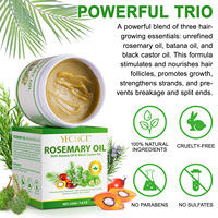 YECUCE Label pribadi 220g minyak Rosemary mentah 3 dalam 1 organik alami dengan minyak Batana minyak biji hitam untuk pertumbuhan rambut