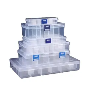 WETRUST Wholesale transparent clear PP plastic 10 compartments hardware parts square plastic storage box for Button 128*22*65mm