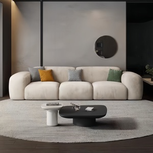 Villa Contemporáneo Pareja Sofá Moderno Lujo Terciopelo Arco 2 plazas Loveseat Sofá con cojines suaves - Product Image 2
