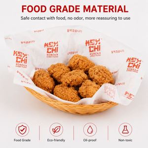 Papel de Envolver Personalizado Ecológico, Resistente al Aceite y de Grado Alimenticio para Empacar Hamburguesas, Pollo Frito y Comida Rápida - Product Image 1
