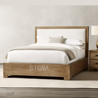 Sigma Simply Design Meuble de chambre à coucher d'aspect antique Cadre en bois taille King Queen avec lits en tissu