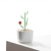 Cactus en verre de style Murano fait à la main, figurine miniature de cactus artificiel pour la décoration de table à la maison, cadeau
