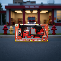 Camion de pompiers Sos 53 cm en plastique moulé sous pression avec lumières et sons, piles alcalines AA, contrôle par friction pour enfants de 3 ans et plus