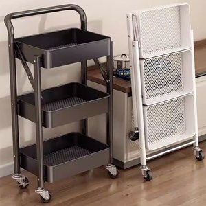 Chariot pliable Zxm blanc et noir pour coiffure, chariot en métal, armoire à roulettes - Product Image 1