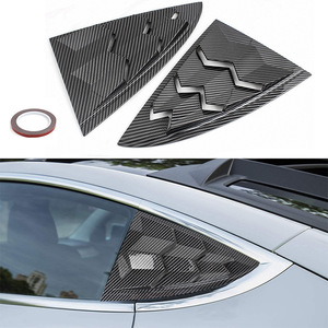 Couverture de vitre latérale arrière Tesla Model 3, texture carbone noir brillant, 14,0x9,4 pouces, autocollant protecteur à lamelles - Product Image 5
