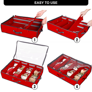 Boîte de rangement double couche pour cadeaux de Noël Casse-Noisette avec couvercle <span class=keywords><strong>transparent</strong></span> Organisateur pliable de chapeaux de Noël - Product Image 6