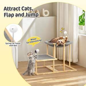 Albero per Gatti in Legno con Letto, Palo da Arrampicata con Giochi, Arredamento per Gatti da Interno, Comodo Letto e Palo per Gatti - Product Image 6