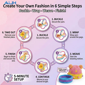 AiJH Kit de tissage DIY en laine, métier à tisser manuel, ensemble de tricot pour écharpes, chapeaux et bandeaux pour enfants - Product Image 3