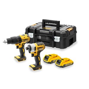 DeWalt ชุดสว่านไร้สาย18V, ชุดขับแรงกระแทกพร้อมแบตเตอรี่และเคส - Product Image 1