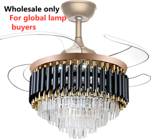 Pha Lê Điều Khiển Từ Xa Trần Người Hâm Mộ Đèn 220V Trang Trí Bladeless Home LED Thiết Kế Vòng Ba Màu 42 Inch Hiện Đại - Product Image 2