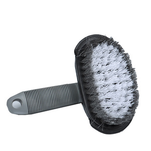 Wheel <b>Brush</b> With Curved Handle <b>For</b> Tire And Rim <b>Cleaning</b> Grey PVC Material Car Wash Supplies - Product Image 3