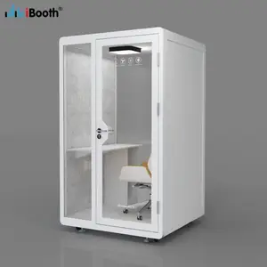 White wooden finished office pod at home mobile office pod ventilation silent room for sale