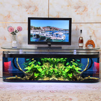 Wohnzimmer-TV-Schrank mit Goldfischbecken, Schlafzimmer, Arbeitszimmer, Büro, Runder Boden-Doppel-Couchtisch, Wandmontiertes Glas-Aquarium