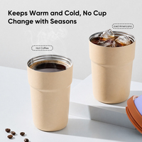 Tasse à café isotherme en acier inoxydable de 370 ml avec logo personnalisé, grande capacité, résistante à l'ébullition, garde au chaud/au froid 12H, anti-fuite