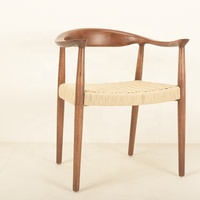 Chaises en bois massif de hêtre en gros, chaises de salle à manger en bois avec assise en ficelle kraft