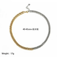 Collier chaîne cubaine en acier inoxydable plaqué or 8 mm unisexe pour hommes et femmes, bijoux en gros, cadeau