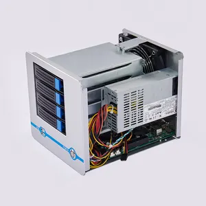 Горячая замена сервере Дело Nas 4 Bay 3,5 "HDD ITX постоянного тока блок питания ATX Miniitx для хранения в сетевом сервере алюминиевый корпус ПК