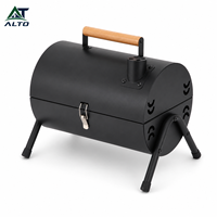 Barbecue portable double face au charbon de bois, type cheminée, pliable, en acier laminé à froid, pour cuisson extérieure, camping et pique-nique