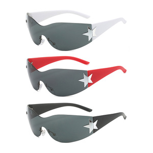 2025 nuevo Popular niños lentes de una pieza gafas de sol niñas niños Y2K Wrap estrella decoración niños gafas de sol - Product Image 1