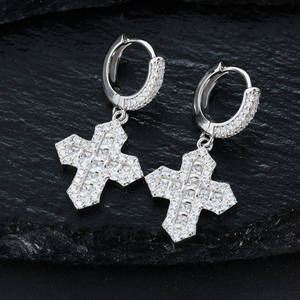 Nuovissimo Design Hip Hop gioielli anallergico 925 in argento Sterling VVS Moissanite diamanti croce <span class=keywords><strong>orecchini</strong></span> <span class=keywords><strong>pendenti</strong></span> per <span class=keywords><strong>uomo</strong></span> donna - Product Image 2