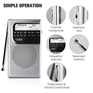 Negro Plata Inalámbrico Personalizado Frecuencia fija Pequeño bolsillo <span class=keywords><strong>Fm</strong></span> Radio Am Radio portátil - Product Image 2