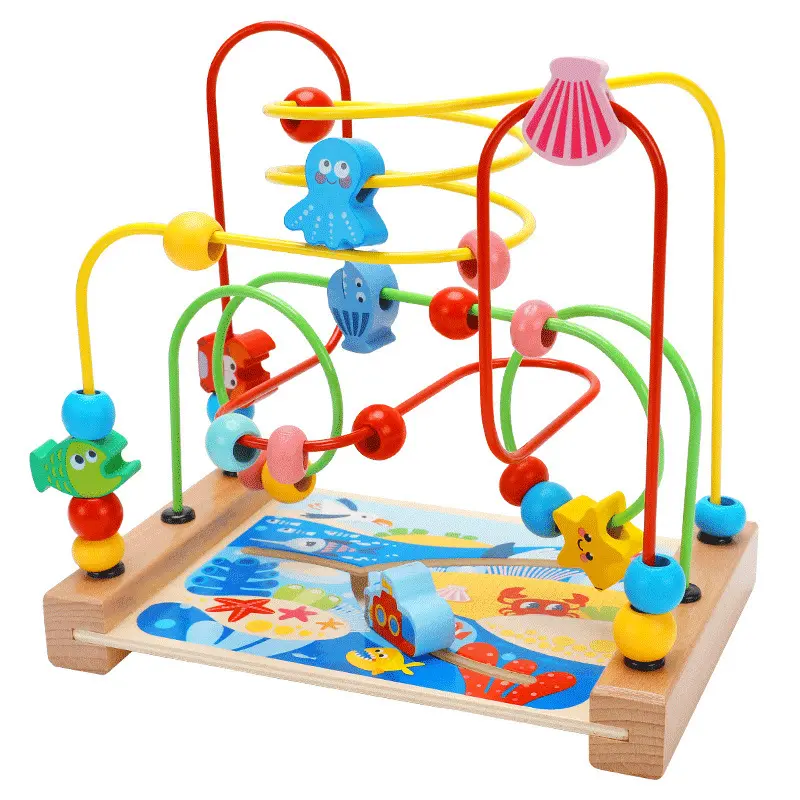 Children's wooden maze walking traffic Animal Ocean beaded beads puzzle hand-eye coordination toy