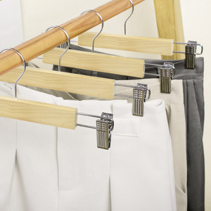 Tự Nhiên Tái Chế Lớp Một Gỗ Jeans Váy Móc Áo Với Di Chuyển Clip Chống Gỉ Móc Quần Móc Áo Cho Tủ Quần Áo Sử Dụng - Product Image 3