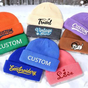 <span class=keywords><strong>Bonnet</strong></span> en <span class=keywords><strong>tricot</strong></span> acrylique uni de haute qualité en gros, logo brodé personnalisé, <span class=keywords><strong>bonnet</strong></span> chaud d'hiver brodé au crochet pour hommes et femmes - Product Image 3