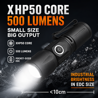 Lampe torche LED industrielle XHP50, étanche IP54, en alliage d'aluminium, lampe de travail portable rechargeable 500 lumens 16340