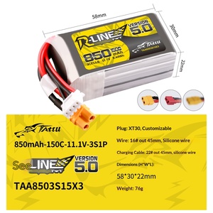 Tattu R-Line 5.0อิฐทอง850mAh 1200mAh 1400mAh 1550mAh 150C 3S 4S 6S แบตเตอรี่ Lipo สำหรับโดรนแข่งขัน FPV - Product Image 6