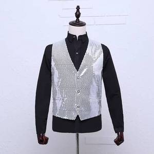 Nouveau Gilet Homme de Scène à Paillettes Dégradées Multicolores pour Chanteur - Vente en Gros - Product Image 4