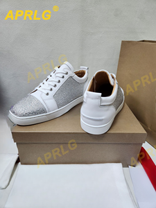 Zapatillas informales de caña baja con decoración de diamantes de imitación blancos para hombre, zapatos de fiesta transpirables con cordones - Product Image 6